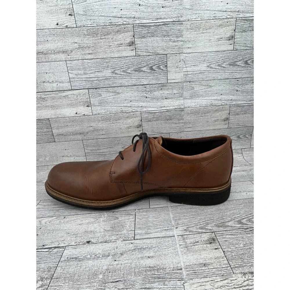 ECCO Mens Brown Leather Plain Toe Derby Dress Shoes Shock Point Size‎ 47 US 13.5